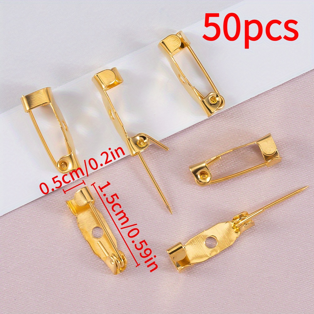TEMU 50pcs Base de Broche Universelle en Métal, Pin Clip d'Additions pour la Fabrication de Bijoux de Broche