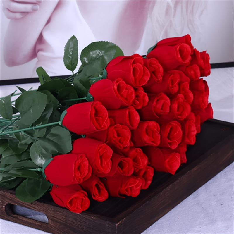 

30pcs Realistic Artificial Silk - Ideal For Home Decor, Wedding Arrangements, Valentine's & Day Gifts (vase Not Included)