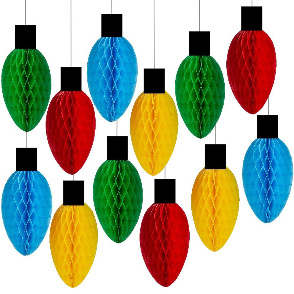 TEMU Set Of 12 Colorful Honeycomb Ball Decorations For Christmas, Featuring Hanging Bulbs That Create A 3d Effect, Perfect For Holiday Trees And