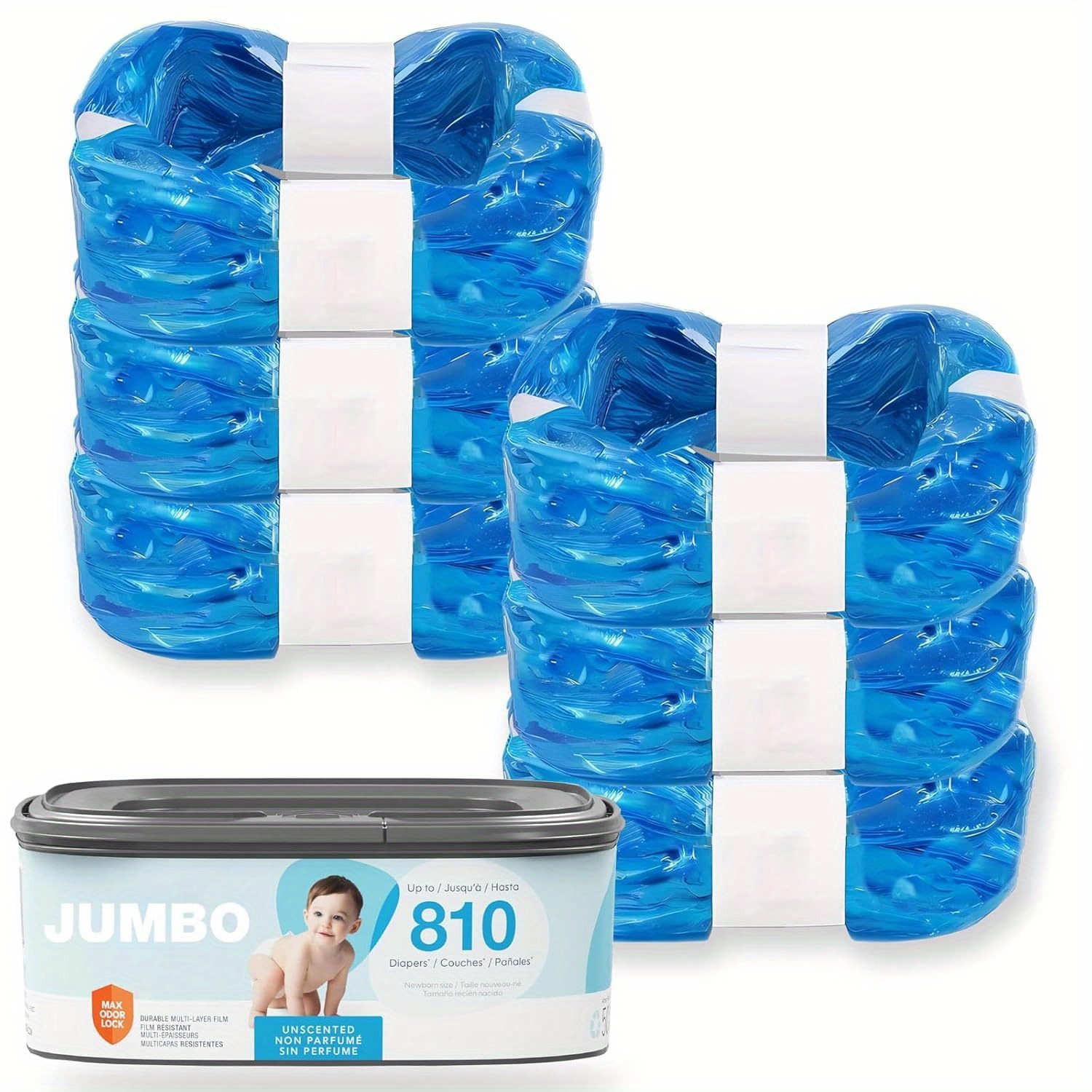 6 or  -Long Elastic Diaper Pail Liners, Approximately 8 Meters Long, Compatible with   Pails &  ,   Diaper Buckets – Leakproof and Durable Cat Litter Bags