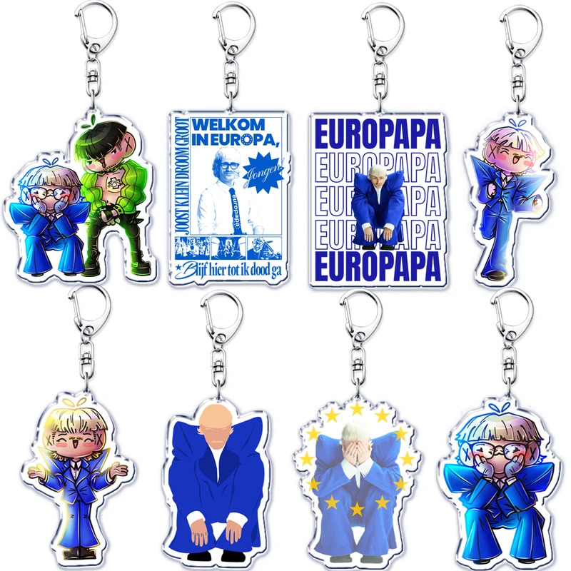 TEMU 2d Flat - [2d Flat] 8pcs Acrylic Keychain Accessory Set, Dutch , 2024 Eurodad Keychain Pendant - Kawaii Style Collectible Gift, Suitable For