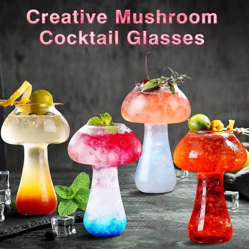4pcs transparent mushroom shaped beverage cups drinking glassware for parties and clubs