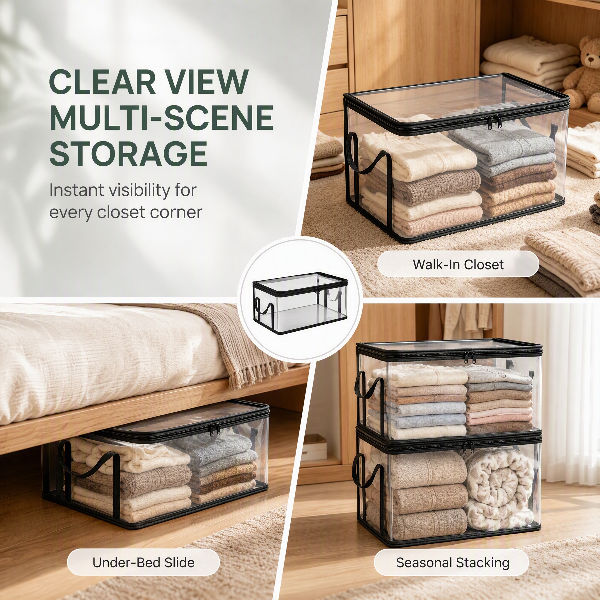 TEMU 2pcs Of Large, Thick Transparent Plastic Storage Bins With Lids - High-capacity Containers For Books And Clothing Storage. Space-saving Design