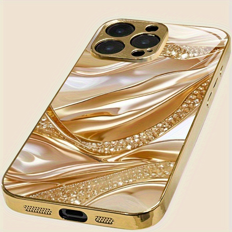 TEMU Phone Case: -patterned Golden Electroplated Phone Case, Suitable For Iphone 16, 16 Pro, 16 Plus, 16 Pro Max, 15, 15 Pro, 15 Pro Max, 14, 14 Pro,