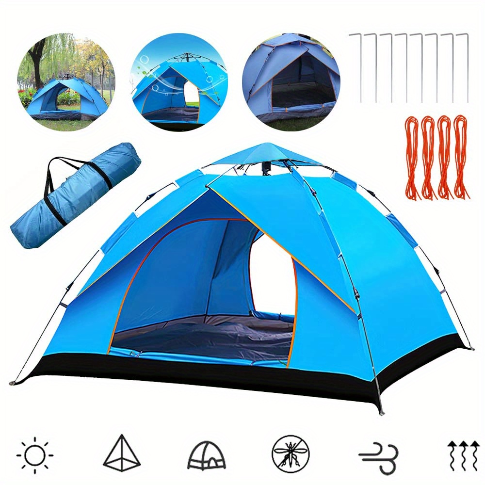 E-shop Kuppelzelt Automatisches Zelt für 3-4 Personen mit Tragetasche – Einfach zu aufbauen und zu verstauen, ideal für Outdoor-Garten, Wandern &