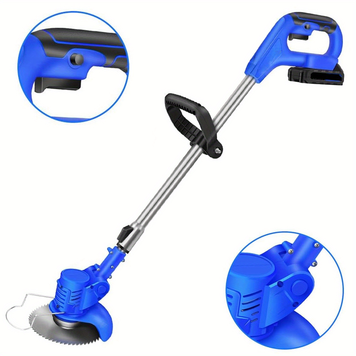 1 set heavy-duty -like lawn grass trimmer with ergonomic handle & adjustable length - cordless-like operation, durable plastic construction, multi-functional tool for lawn mowing,  , brush clearing - ideal for residential/commercial use (-free, no /electrical outlet required) - compact & portable design with safety lock &   for long-lasting use, lawn trimmer, trimmer head for grass cutters, grass trimmer head attachment, lawn mower accessories, Product details 2