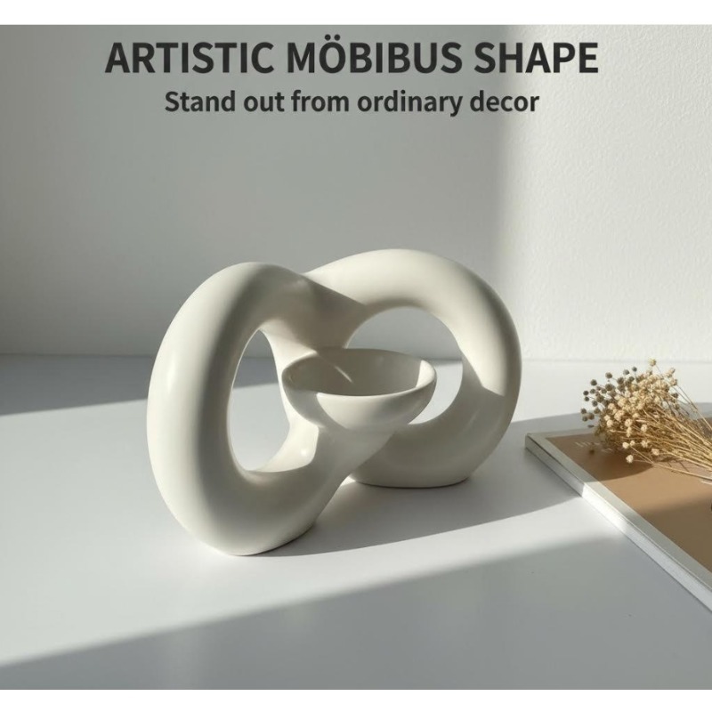 Creative Möbius Strip Ceramic Candle Holder, Modern Abstract Art Candlestick Holder Set, Table Centerpiece Taper Candle Holder, European Romantic Candle Holder, Suitable for Home Decor, Wedding, Dining Room, Party, Mantel, TV Stand, Kitchen, Etc