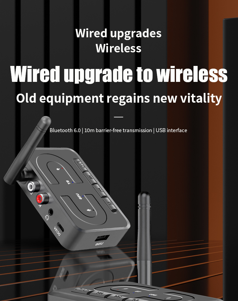 Нов 6.0 Bluetooth приемник USB плейър цифров към аналогов конвертор 3.5mm аудио адаптер AUX