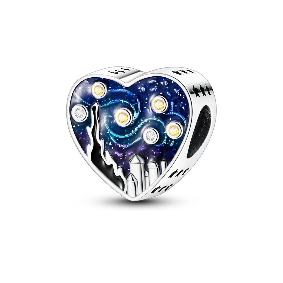 TEMU Perle Charme Nuit Étoilée de Van Gogh Compatible avec et Collier Originaux, Cadeau de Bijoux Artistiques pour les Amateurs d'Art
