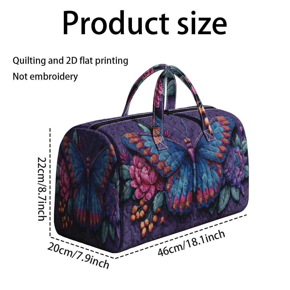 TEMU 1 pièce Sac de nuit matelassé RIDESAY avec papillon et imprimé - Convient pour les week-ends, les quotidiens, les voyages | Sac de rangement à