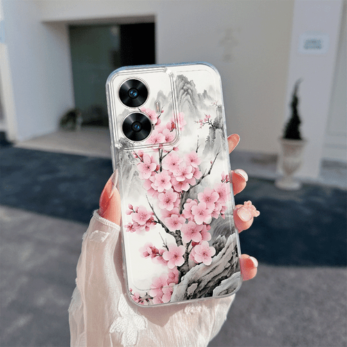 phone case peach ink painting phone case suitable for realme pro 11 12 13 pro 14 14x 15 c11 c21 c25y c30s c33 c35 c51 c53 c55 c63 c65 c67 c71 c75 c75x c85 pro note 50 60 70 narzo 30a 50i 50a 70 pro minimalist fashion anti fall tpu so