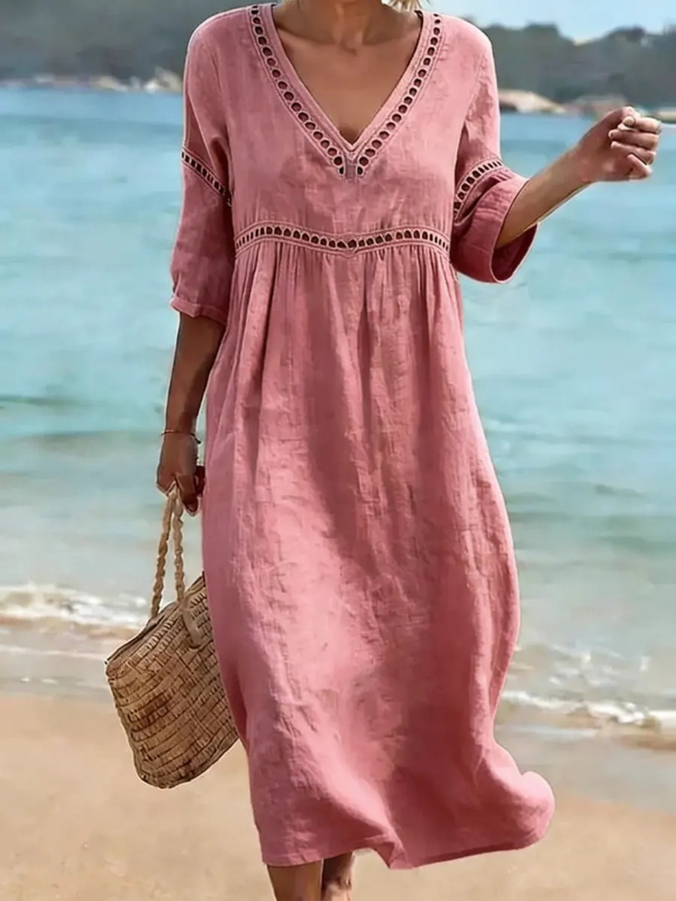 sachin and babi light blue dress OPT Womens Dress Kimia Cotton Gauze Maxi Side Cut Outs Casual Travel M main image 1