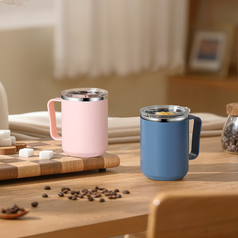 1pc insulated coffee mug handle lid stainless steel coffee - Temu