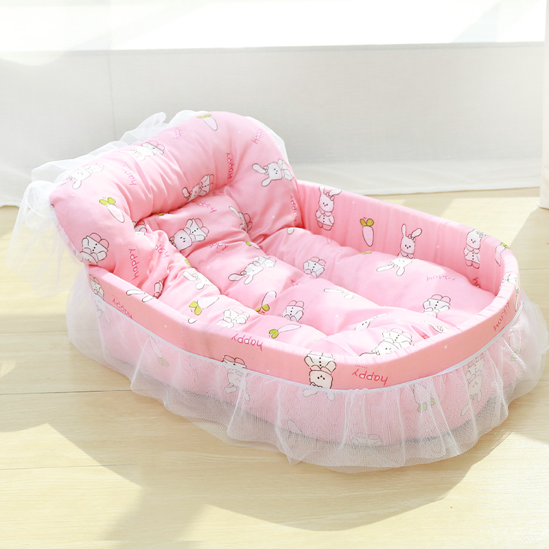 TEMU Bed, 4 Season Washable Calming Donut Nest, Cute Kitten Puppy Sleeping Mat, Removable Cover Pet Cushion