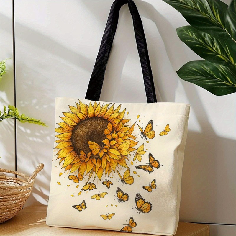 TEMU Single Shoulder Handbag, Portable Crossbody Tote Bag, Sunflower Petal Pattern, Suitable For Travel, Cosmetics Storage, Holiday Storage Bag, Home