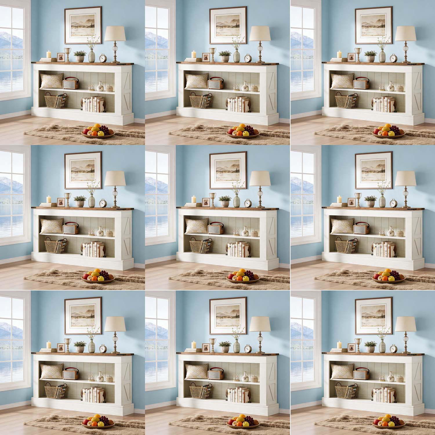 Console Table Suitable For Behind Couch - 63-inch Narrow Entry Table With Shelves, Wood, White & Brown Freestanding Sofa Table For Hallway, Living Room, Foyer, Assembly ()
