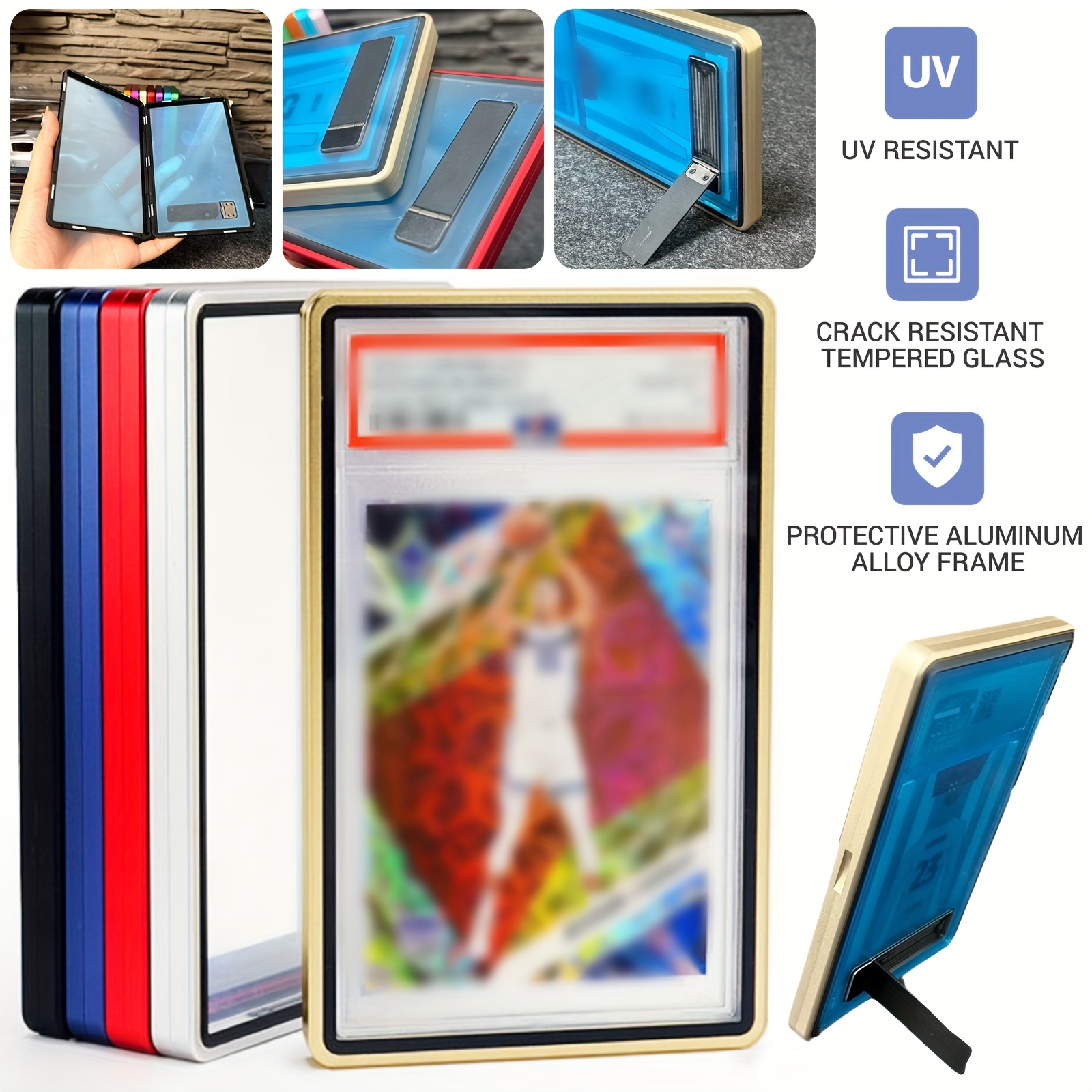 PSA Graded Card Storage Box with Integrated Display Stand And Back Support- Made of Durable Aluminum Alloy And Tempered Glass, UV Resistant, Designed for Stacking And Storing Cards And Signatures