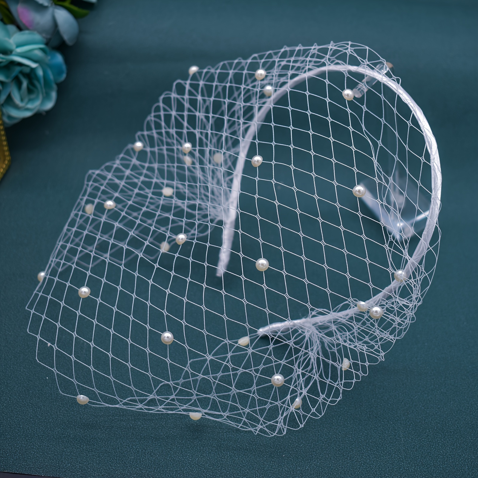 E-shop 1 Stück Barocker eleganter Brautschleier mit Kamm – Handwaschbares Spandex, Hochzeitsmaske im Prinzessinnen-Stil für Junggesellinnenabschied &