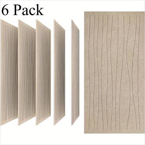 6 rectangular acoustic panels 59 94x29 97cm felt sound absorbing panels decorative acoustic panels with artistic featuring vertical slits made of polyester material for home theaters office noise reduction studio