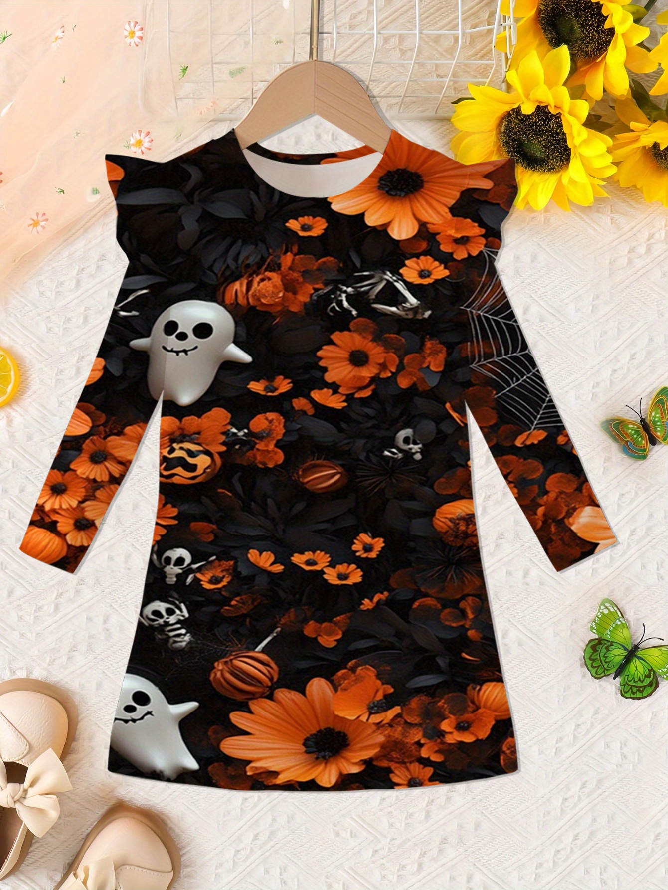 Gothique Chemise Lolita Top Collier À Manches Longues Imprimé Squelette