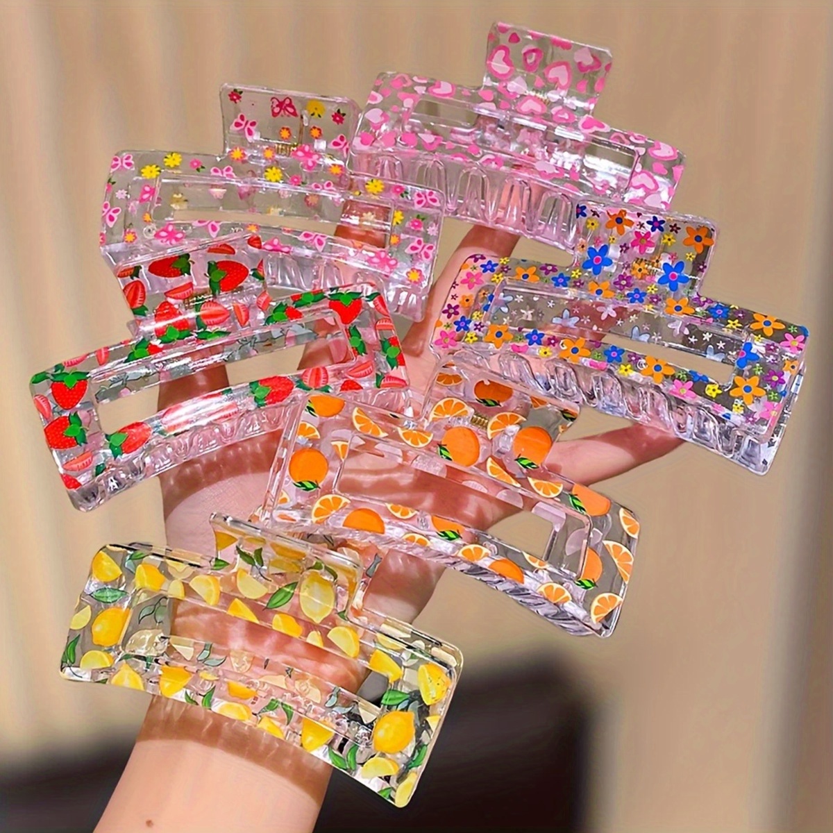 6pcs   print ladies hair clip simple and elegant ladies summer beach and hawaiian headwear back of head hair clip bath dish hair ponytail clip suitable for  