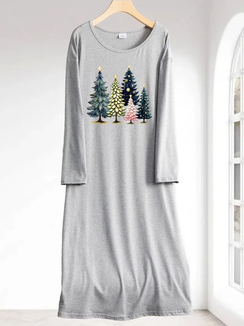 christmas night dress women Cutecrop Christmas Nightgowns for women Long Sleeve Plaid Pajama Dress with Fuzzy Socks Night Cap Gift for Xmas Winter(M) at Amazon Women's Clothing store