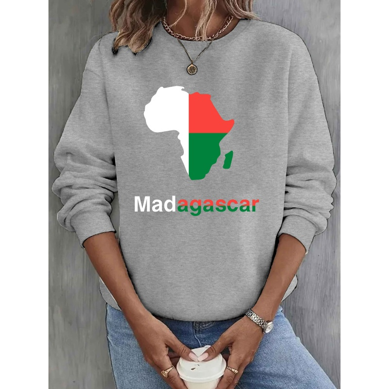 

Sweat-shirt Imprimé De Madagascar, Col Rond, Décontracté Pour Et , Vêtements Pour Femmes