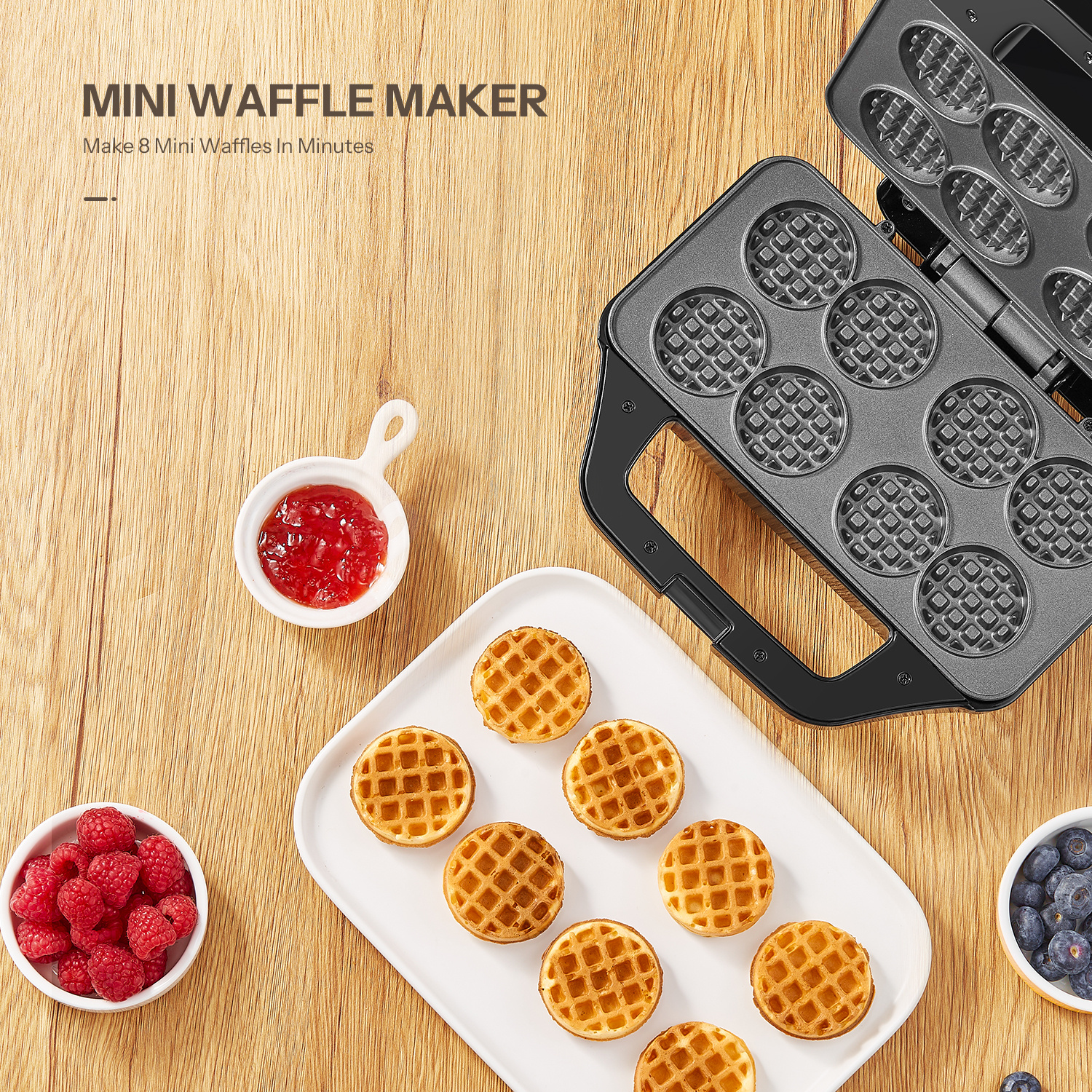 TEMU Compact Waffle Maker, 8 X 1.8 Inch Mini, Nonstick Fast Heating Chaffle Iron, User-friendly Waffle Baker For Children, Home Use & Dining Establishments