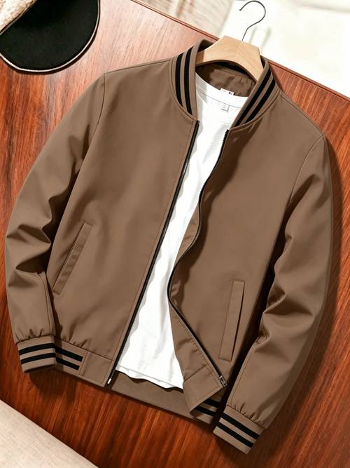 mens classic baseball collar jacket lightweight wrinkle resistant versatile casual coat for spring and autumn daily and wear