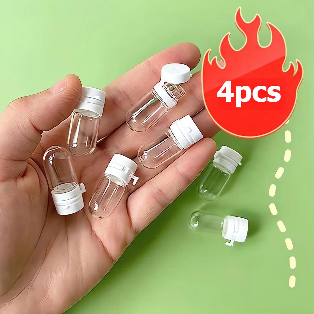 TEMU Juego de 4 recipientes transparentes de viaje a prueba de fugas. Equipados con mini frascos de con abatible y bombas portátiles, ideales para
