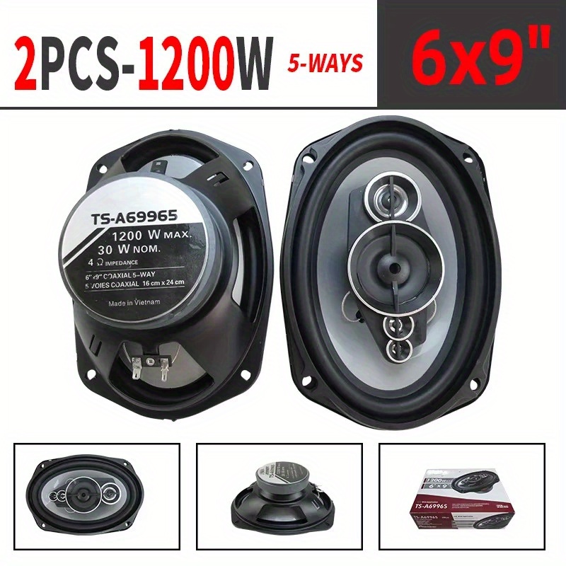 TEMU 2pcs 6x9 Inch1200w Car Mounted High Fidelity Full Frequency Coaxial Speaker, For Modified Vehicles Auto Audio Music Stereo Subwoofer Full Range