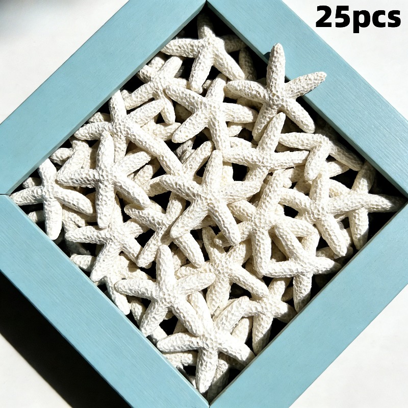 TEMU 25pcs Resin Starfish Decorations, Holiday Party Decor, Ocean Theme Home Ornaments, Handmade Crafts, 1.18 Inches Starfish Shape, Wedding Decor,