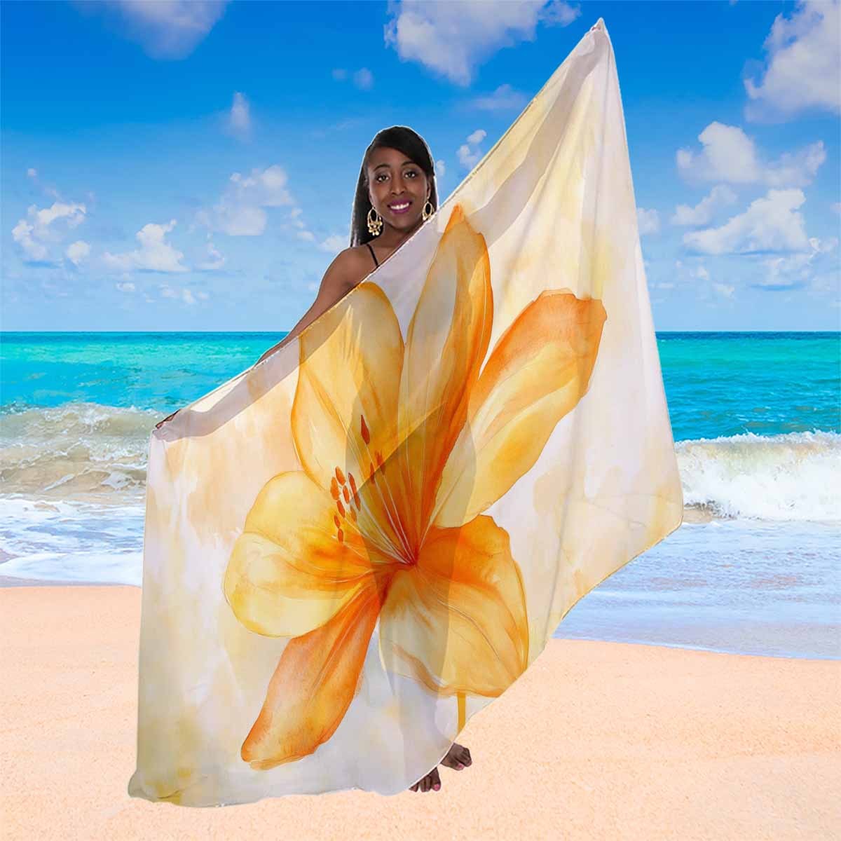 1pc bohemian style chiffon beach sarong vibrant orange Temu