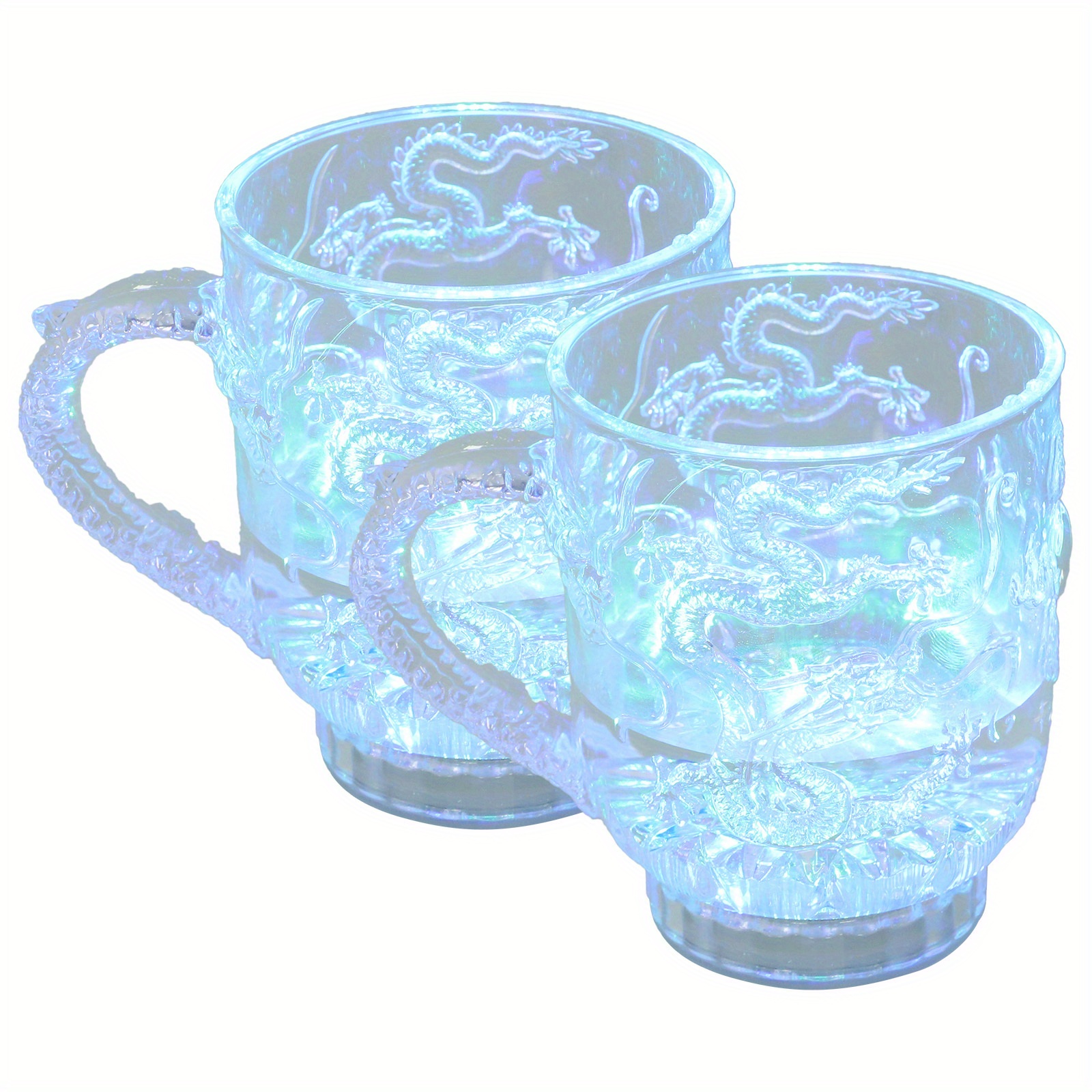 TEMU Nuobesty 2pcs Dragon-patterned Relief Water Cups (285ml), Color-changing Sensitive Cups Suitable For Water, Milk, Tea, Coffee, And Other