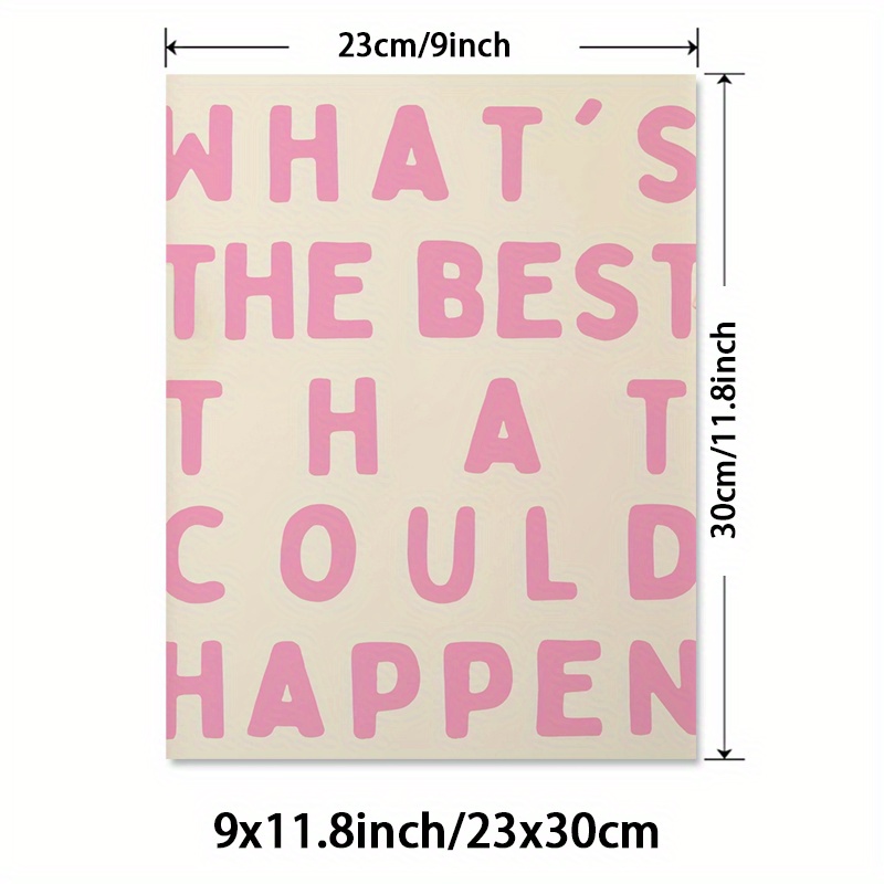 TEMU 1pc Unframed "what's The Best That Could " Pink Canvas Print - Modern Minimalist Wall Art Decor, Motivational Quote Poster For Home, Office,