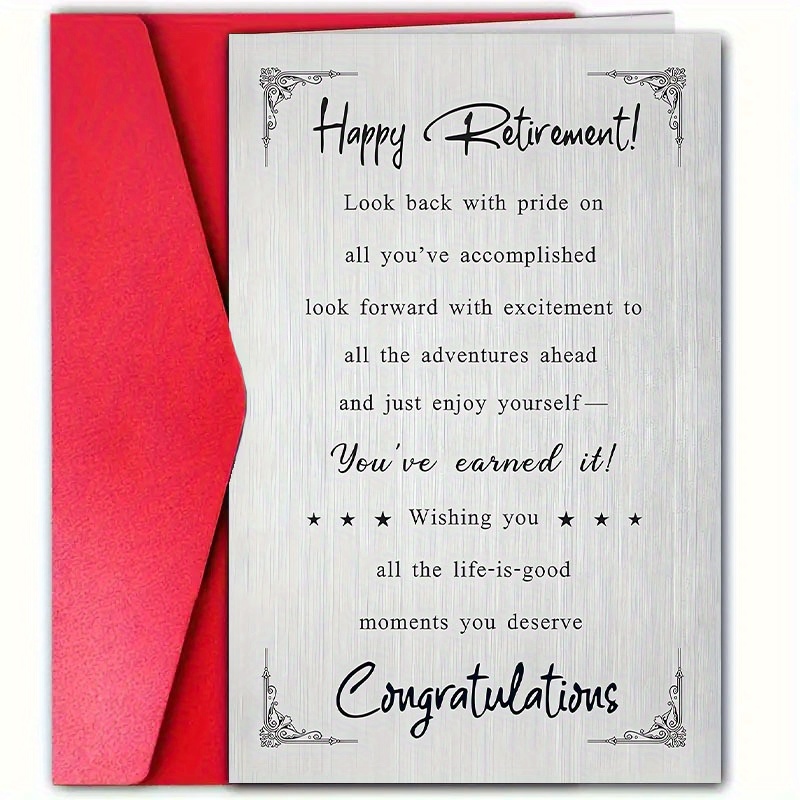 TEMU 1pc, Premium Retirement Card With Envelope (4.72 Inches * 7.09 Inches), Suitable For Coworker, Colleague, Men And Women, Best Friend,