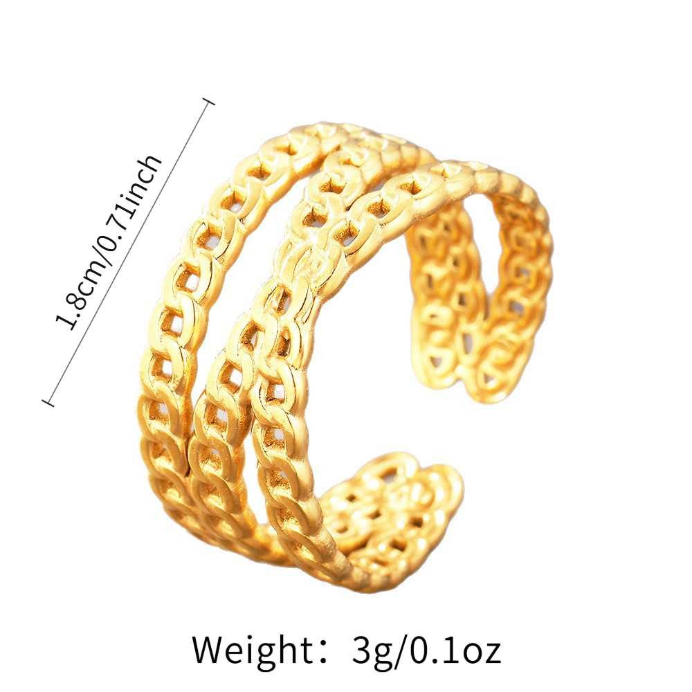 Double-Layer Cuban Chain Link Open Ring