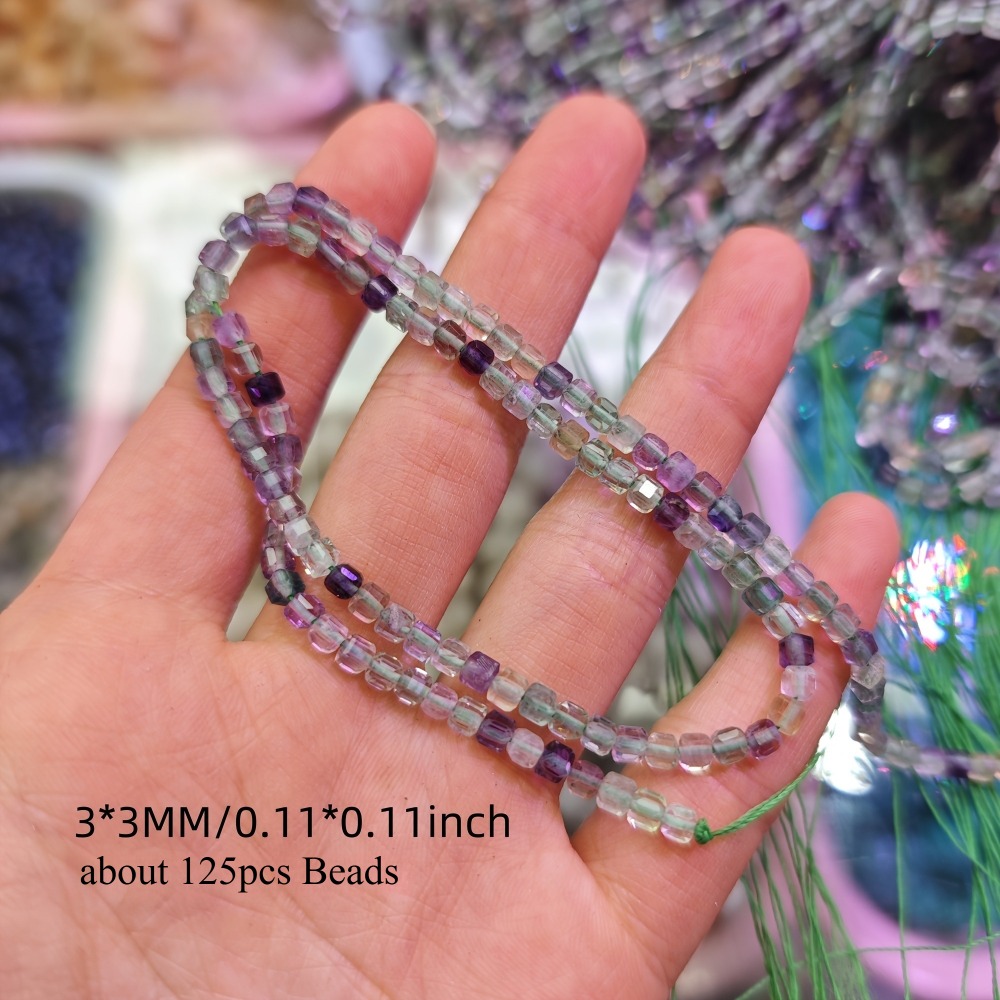 E-shop 3x3mm AAA Natürlicher Facettierter Würfel Fluorit Hochwertige Prächtige Lose Spacer Perlen für Schmuckherstellung DIY Elegante Armbänder
