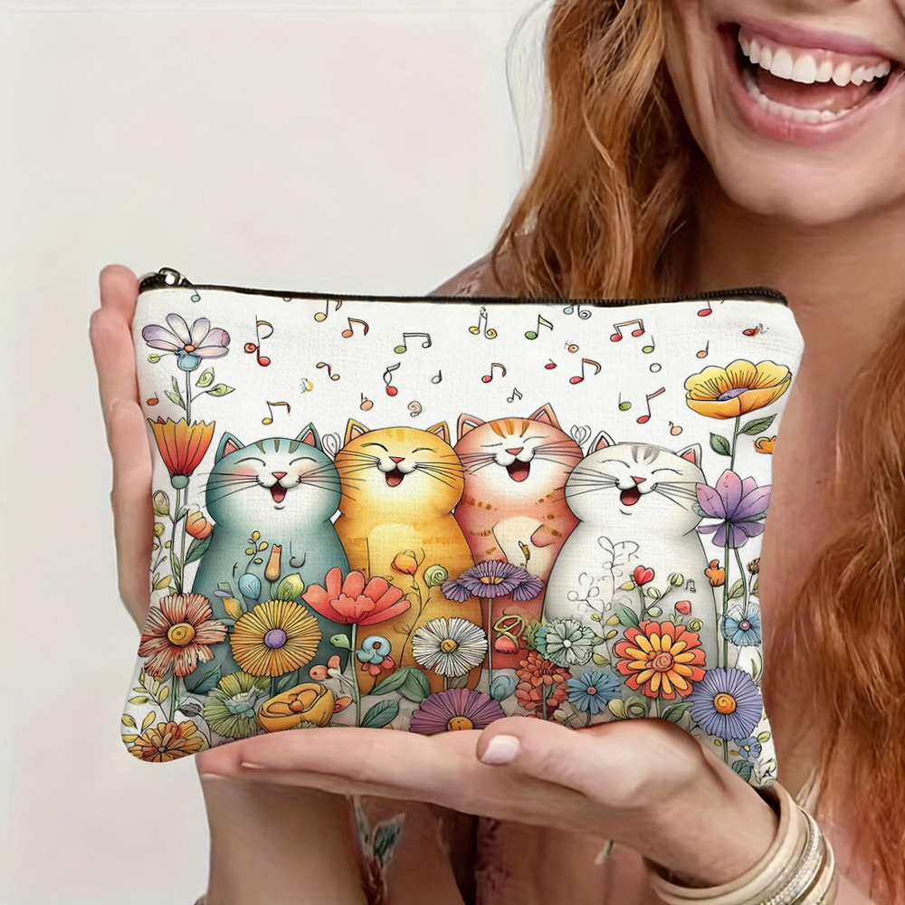 TEMU Neceser de maquillaje de 1 pieza, estampado de cara, diseño animado, una pequeña bolsa para que de la lleven a todas partes para guardar monedas