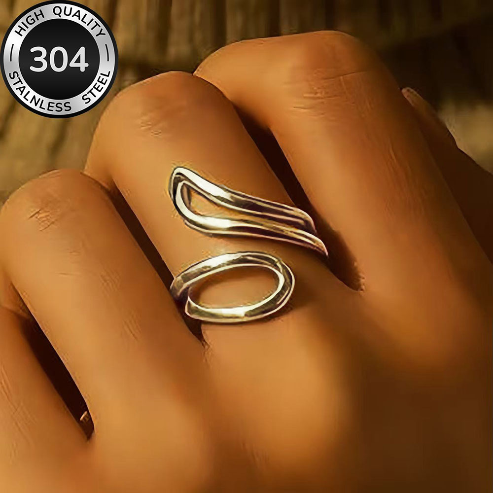TEMU High-quality Hypoallergenic Stainless Steel Open-ring, Tarnish-resistant, Simple And Elegant, A Fashionable Women's Ring Suitable For Daily Wear