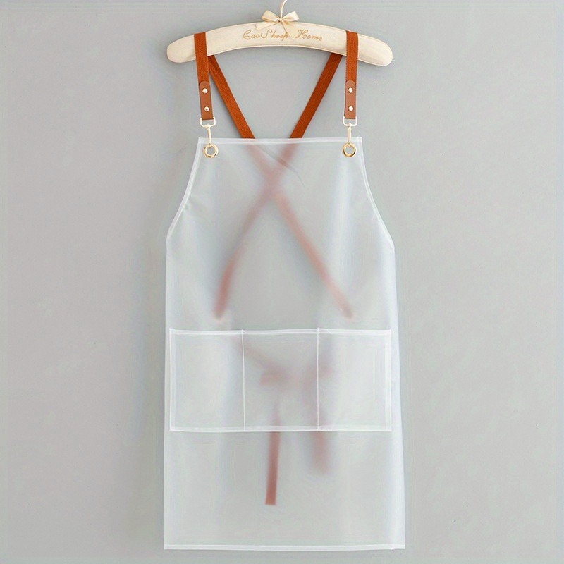 TEMU 1pc Heavy Duty Clear High Quality Plastic Apron, Fits All, Protective Work Apron For Barbers, Stylists & Kitchen Cooks