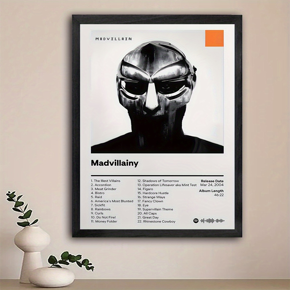 

1pc Madvillainy Album Cover Artwork Canvas Poster, Hip-hop Print, , 12x16 Inches, For Home, Bedroom, Living Room, Bathroom, Office, Cafe Decor