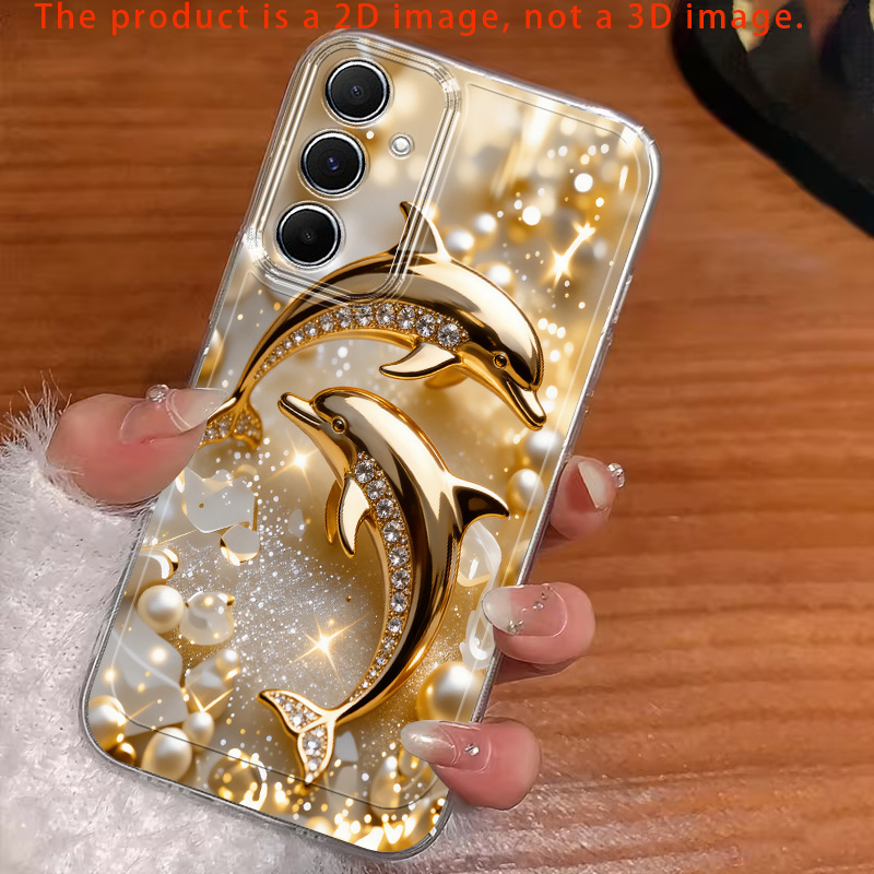 TEMU Phone Case - 2d Flat Shining Luxury Personalized Fashion Anti-fall Transparent Phone Case, Suitable For Galaxy A02s A05s A13 A14 A15 A16 A17 A22