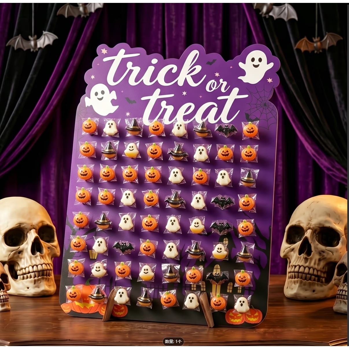 TEMU 1pc, Halloween Wooden Lollipop Stand, With Base, Pumpkin Design Black Lollipop Stand, Halloween Party Supplies (non-food Contact), Halloween