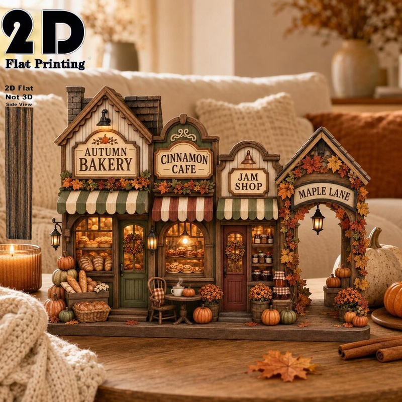 TEMU 2d Flat, 2d Flat 1pc Wooden Vintage Autumn-themed Desktop Decoration Ornament, Cozy Rustic Farmhouse Shelf Decorative Sign, Suitable For
