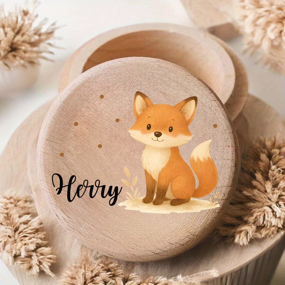 E-shop Personalisierte runde Zahnbox aus Holz, Geburtstagsgeschenk für Mädchen, Zahnbox mit individuellem Namen für Kinder, Weihnachtsgeschenk