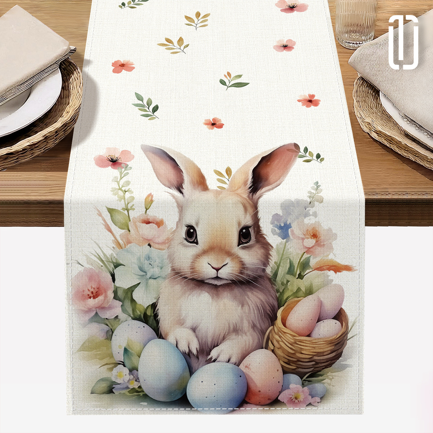 

1pc Easter Bunny Polyester Table Runner - 72 Inch Machine Knitted Festive Holiday Table Decor For Home, Universal Occasion, 100% Polyester Fabric, Gift For Easter Celebration