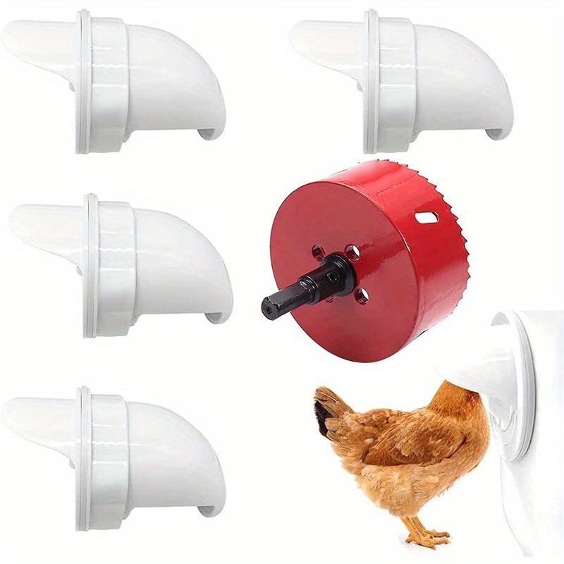 Chicken Feeder, Fit For Buckets, Barrels, Bins, Troughs, Automatic Chicken Feeder For Rain Proof Poultry Feeder Port Gravity Feed