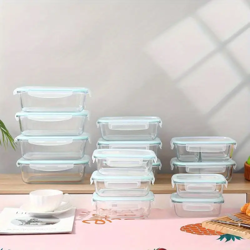 1pc borosilicate glass lunch box with lid microwave dishwasher safe rectangular food storage container for students office workers meal prep leak proof stackable oven safe freezer friendly Product details 3