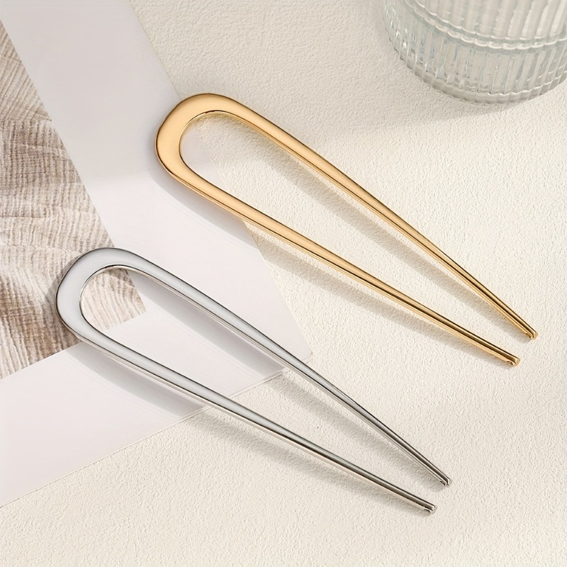 2 U-shaped Large 4-inch Metal Hairpins Are Suitable For Women And Vintage Hairpins, Suitable For Buns, Long Hair And Thick Hair, Women's Hair Additions, Women's Thick Hair Hairpins